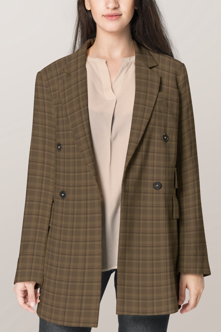 plaid women s coat outerwear casual fashion with design space min
